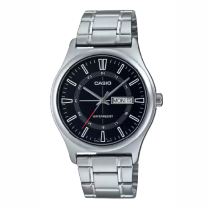 Casio General MTP-V006D-1CU Silver Stainless Steel Strap with Black Dial Analog Men Watch